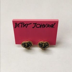 Betsey Johnson Leopard Heart Earrings